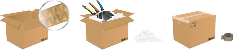 Csomag belső kitöltése küldemény csomagolása