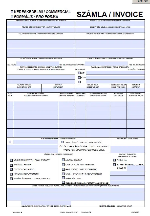 TNT proforma sz&aacute;mla